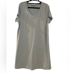 Pink Lily V-Neck Soft Lightweight T-Shirt Mini Casual Light Blue Dress